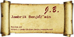 Jambrik Benjámin névjegykártya