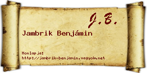 Jambrik Benjámin névjegykártya